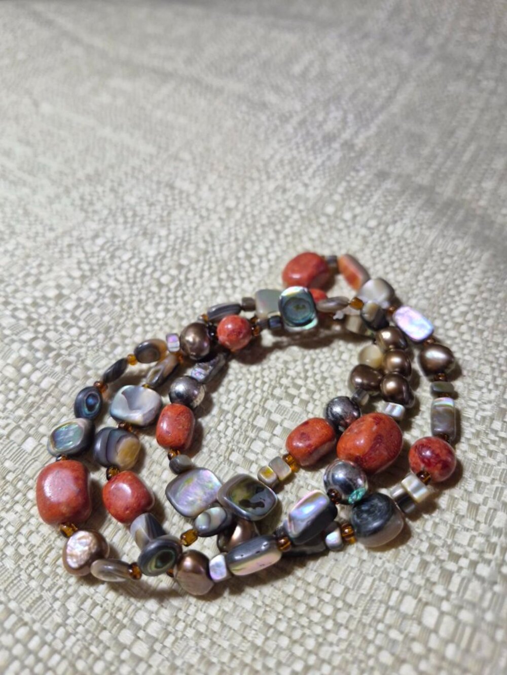 Silpada "Tuscan Sun" Retired Sterling Silver Sponge Coral Stretch Bracelet 3pc